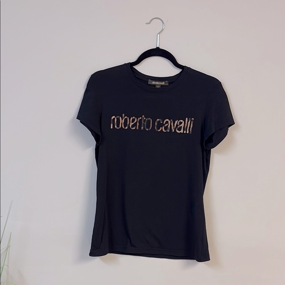 BNWOT Roberto Cavalli Black Fitted T-Shirt size M - Picture 2 of 4